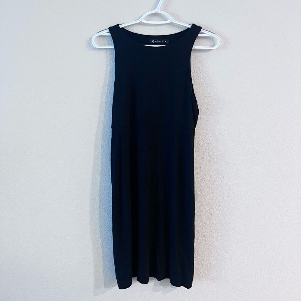 Athleta Santorini High Neck Solid Dress Black Casual  Soft Size S